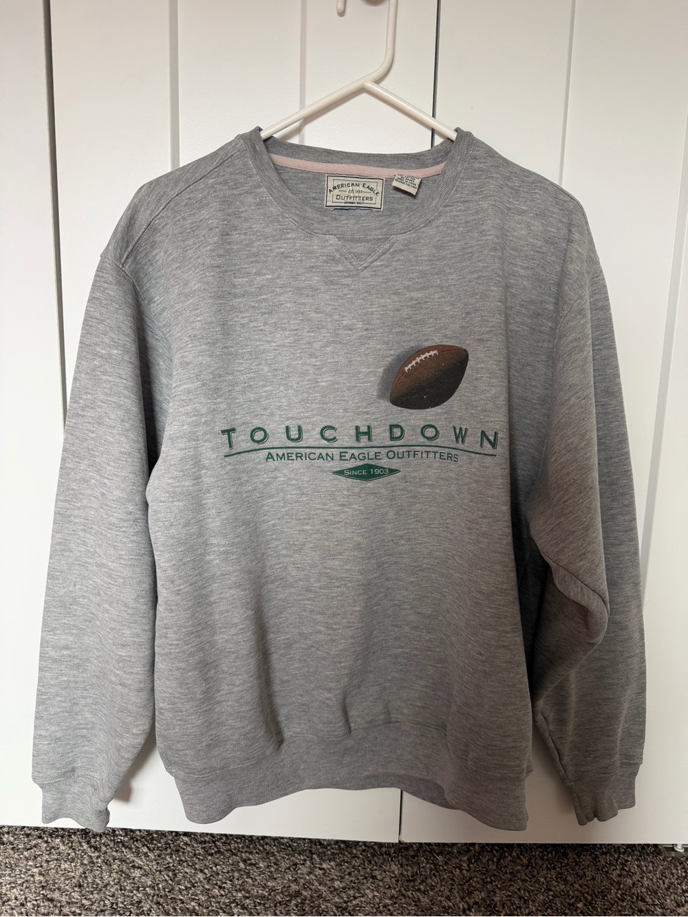 American Eagle Outfitters Gray Crewneck with Football Graphic